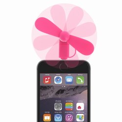 VENTILATEUR UNIVERSEL ROSE FLUO COMPATIBLE MICRO USB ET APPLE 5/5S/5C/SE/6/6S/6+/6S+