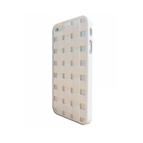 COQUE ARRIERE RIGIDE STAX TRESSEE BLANCHE  POUR IPHONE 5/5S/SE SOUS BOITE BLISTER