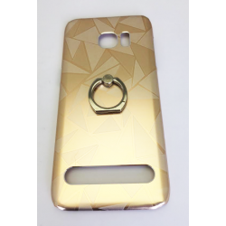 COQUE ARRIERE  SAMSUNG GALAXY S7 EDGE PRISME METAL INTERIEUR SILICONE AVEC BAGUE OR