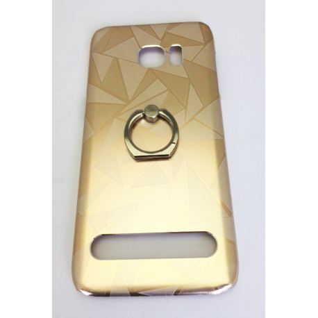 COQUE ARRIERE  SAMSUNG GALAXY S7 EDGE PRISME METAL INTERIEUR SILICONE AVEC BAGUE OR