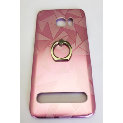 COQUE ARRIERE  SAMSUNG GALAXY S7 EDGE PRISME METAL INTERIEUR SILICONE AVEC BAGUE ROSE