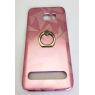 COQUE ARRIERE  SAMSUNG GALAXY S7 EDGE PRISME METAL INTERIEUR SILICONE AVEC BAGUE ROSE