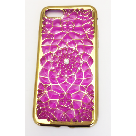 COQUE ARRIERE IPHONE 7 SILICONE STRASS ROSE