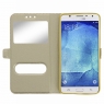 HOUSSE ETUI FOLIO SAMSUNG GALAXY A8 2018 MOCCA 2 FENETRES OR