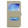 HOUSSE ETUI FOLIO SAMSUNG GALAXY A8 2018 MOCCA 2 FENETRES OR