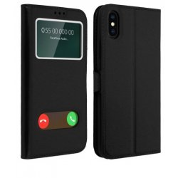 HOUSSE ETUI FOLIO IPHONE X  2 FENETRES NOIRE SOUS SACHET