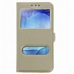 HOUSSE ETUI FOLIO SAMSUNG GALAXY J6 2018  2 FENETRES MOCCA OR