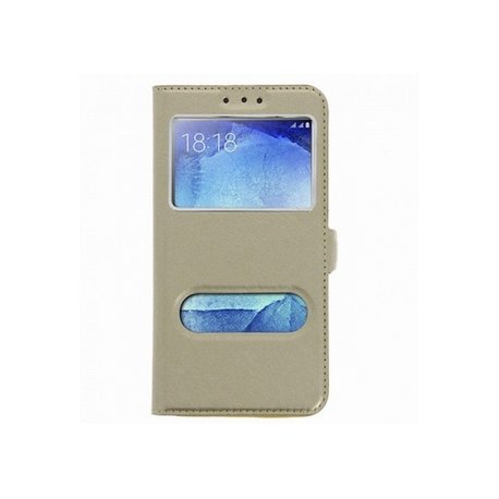 HOUSSE ETUI FOLIO SAMSUNG GALAXY J6 2018  2 FENETRES MOCCA OR