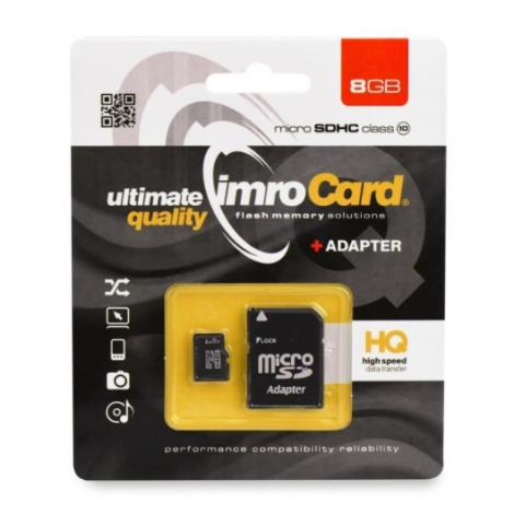 CARTE MEMOIRE IMRO CARD MICRO SDHC 8 GIGA CLASS 10 + SUPPORT SD