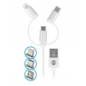 CABLE USB FOREVER 3 EN 1 MICRO USB LIGHTNING USB C BLANC