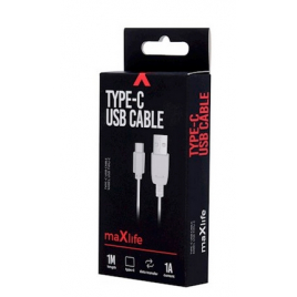 CABLE USB TYPE-C MAXLIFE 1A 1 M BLANC SOUS BLISTER