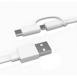 CABLE USB 2 en 1 MICRO USB + TYPE-C HUAWEI 2A 1,5 M 2BLANC