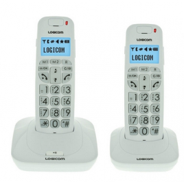 TELEPHONE SANS FIL LOGICOM CONFORT 150 2 COMBINES RETROECLAIRE MAINS LIBRES BLANC
