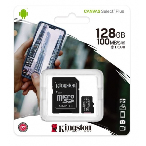 CARTE MEMOIRE 128 GIGA MICRO SD KINGSTON  AVEC ADAPTATEUR 100 MB/S CLASS 10