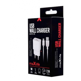 MAXLIFE CHARGEUR SECTEUR  TYPE C BLANC 2.1A