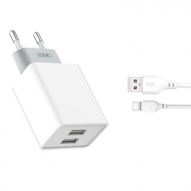 CHARGEUR 2USB 2.4A+ CABLE TYPE C XO BLANC