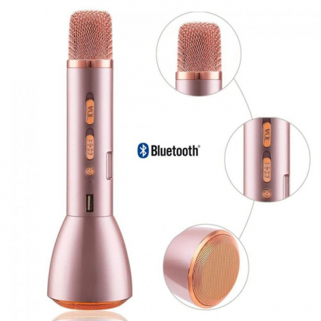 Microphone Karaoké Bluetooth sans fil avec haut-parleur stéréo rose -  Cdiscount Informatique