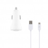 CHARGEUR ALLUME CIGARE UNIVERSEL 2 USB QIHANG  QH-C3650 + CABLE MICRO USB 2,1 A 1 M BLANC