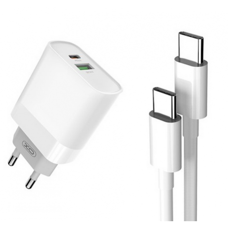 CHARGEUR 2 SORTIES USB ET TYPE C + CABLE TYPE C/ TYPE C