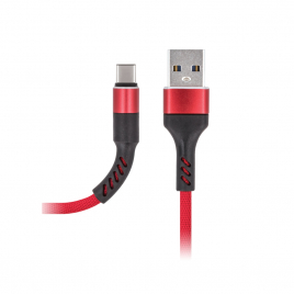 DATA CABLE  TYPE C 2A RENFORCE ROUGE