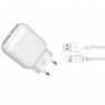 CHARGEUR 2USB + DATA LIGHTNING 2.4A BLANC