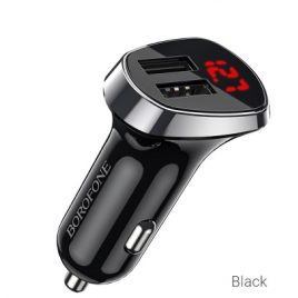 ALLUME CIGARE BOROPHONE  2 USB CHARGE RAPIDE  12W NOIR + ECRAN LCD