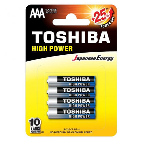 PACK DE 4 PILES AAA TOSHIBA ALCALINE