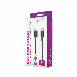 DATA CABLE TYPE C / TYPE C  FAST CHARGE  3A  NOIR SETTY
