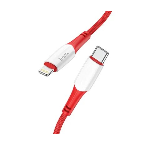 DATA CABLE HOCO CHARGE RAPIDE V VERS LIGHTNING ROUGE
