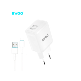 CHARGEUR 2 USB + DATA LIGHTNING XO L61 BLANC