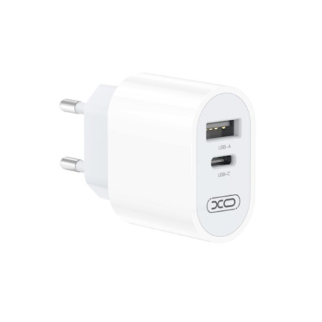 CHARGEUR 2,4A SORTIE USB + TYPE C CHARGE RAPIDE XO BLANC