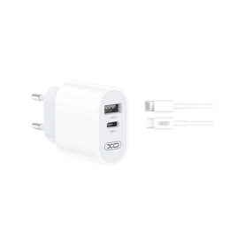 CHARGEUR 2,4ASORTIE USB+TYPE -C+ CABLE C/ LIGHTNING XO-L97 BLANC
