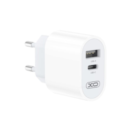 CHARGEUR 2.4A SORTIE  USB+TYPE -C + CABLE C/ LIGHTNING XO-L97 BLANC