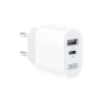 CHARGEUR 2,4A SORTIE USB+TYPE C + CABLE C/C XO-L97 BLANC