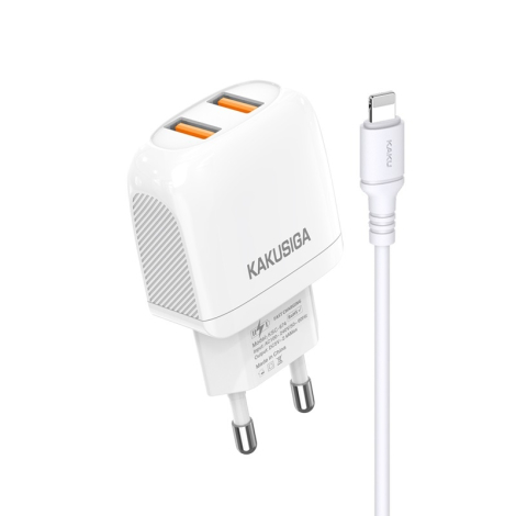 KAKUSIGA CHARGEUR 2USB LIGHTNING CHARGE RAPIDE BLANC 2,4A