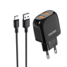 KAKUSIGA CHARGEUR 2USB TYPE C CHARGE RAPIDE NOIR 2,4A