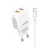 KAKUSIGA CHARGEUR 2USB TYPE C CHARGE RAPIDE BLANC 2,4A