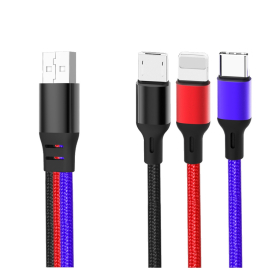 DATA CABLE 3 EN 1 MULTICOLOR / XO NB143 DAST CHARGE 3.5A