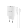 BOROFONE MINI CHARGEUR TYPE C +USB BLANC BN2