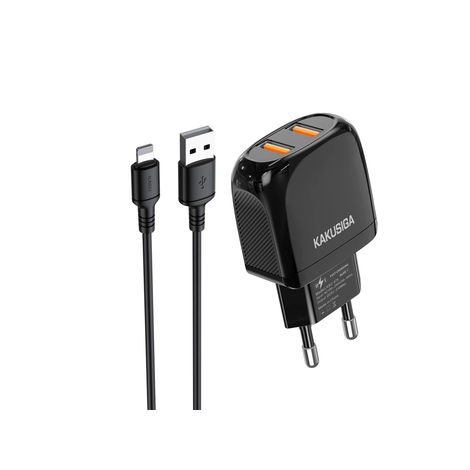 KAKUSIGA CHARGEUR USB TO LIGHTNING CHARGE RAPIDE NOIR