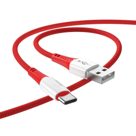 HOCO CABLE USB TYPE C  TISSE NYLON ROUGE