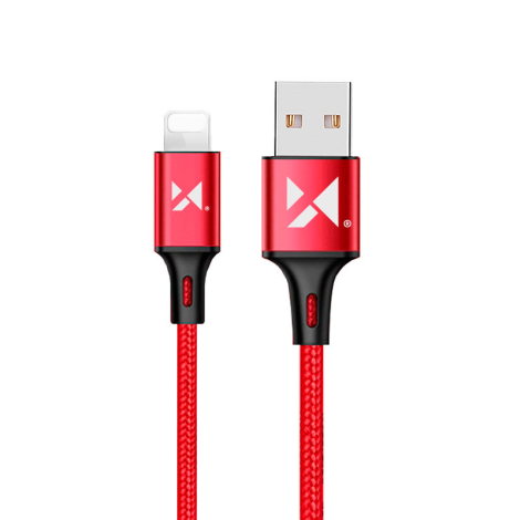 CABLE NYLON USB LIGHTNING ROUGE