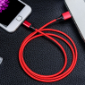 CABLE NYLON USB LIGHTNING ROUGE