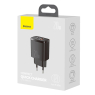 CHARGEUR FAST CHARGE TYPE C + USB 20W BLANC BASEUS