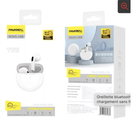 PAVAREAL ECOUTEURS STEREO BLUETOOTH TWS HO8 BLANC