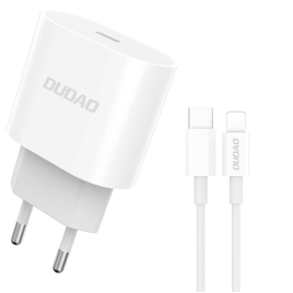 DUDAO CHARGEUR USB C 20W CHARGE RAPIDE BLANC+ CABLE C/LIGHTNING