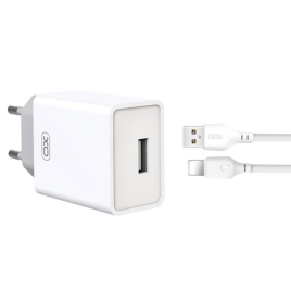 CHARGEUR USB +CABLE LIGHTNING 2.4A FAST CHARGE BLANC XO L93