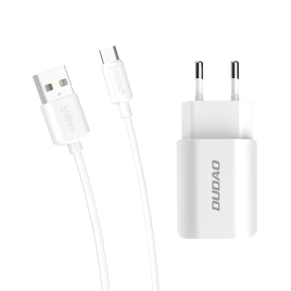 DUDAO CHARGEUR  2USB + CABLE TYPE C  FAST CHARGE 2,4A BLANC