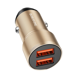 BOROFONE CHARGEUR VOITURE  2XUSB FAST CHARGE 12W   GOLD