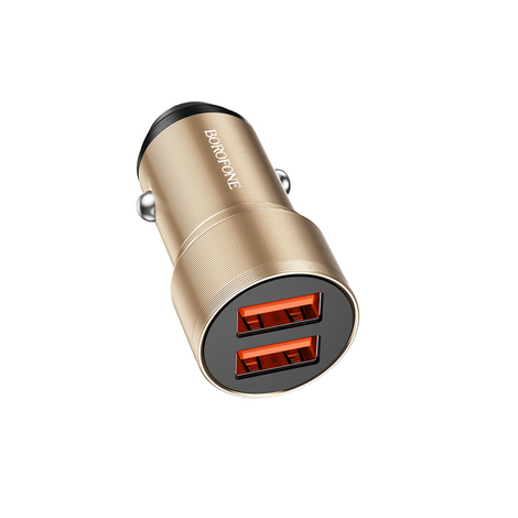 BOROFONE CHARGEUR VOITURE  2XUSB FAST CHARGE 12W   GOLD